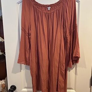 Boho Peasant Dress in Rust